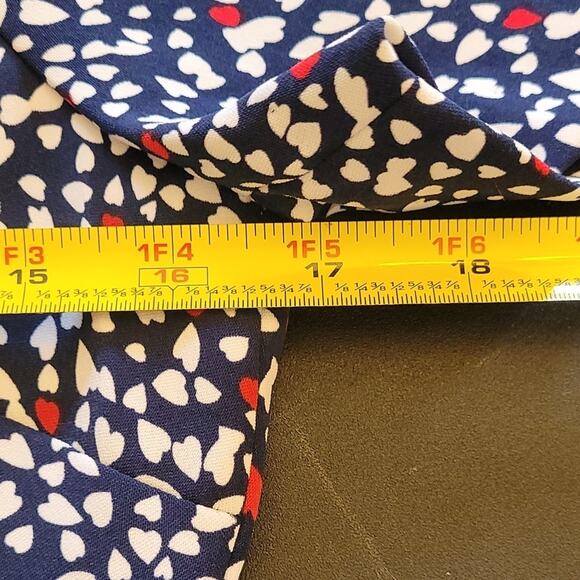 Michael Kors Navy Heart‑Print Fit‑and‑Flare Dress Size 4 Back‑Zip Lined Flirty - Picture 12 of 13